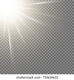 Sun lens flare light isolated on transparent background. Ray radiant. Vector illustration
