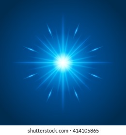 Sun with lens flare lights template and vector background. Special Effect Glowing Rays. Good for promotion materials, Brochures, Banners. Abstract Backdrop.