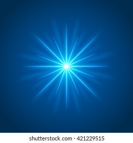 Sun with lens flare lights template and vector background. Special Effect Glowing Rays. Good for promotion materials, Brochures, Banners. Abstract Backdrop.