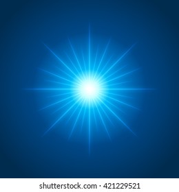 Sun with lens flare lights template and vector background. Special Effect Glowing Rays. Good for promotion materials, Brochures, Banners. Abstract Backdrop.