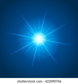Sun with lens flare lights template and vector background. Special Effect Glowing Rays. Good for promotion materials, Brochures, Banners. Abstract Backdrop.