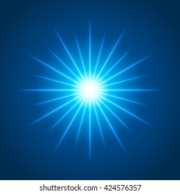 Sun with lens flare lights template and vector background. Special Effect Glowing Rays. Good for promotion materials, Brochures, Banners. Abstract Backdrop.