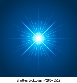 Sun with lens flare lights template and vector background. Special Effect Glowing Rays. Good for promotion materials, Brochures, Banners. Abstract Backdrop.