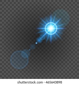 Sun with lens flare lights template and vector background. Special Effect Glowing Rays. Good for promotion materials, Brochures, Banners.