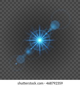 Sun with lens flare lights template and vector background. Special Effect Glowing Rays. Good for promotion materials, Brochures, Banners.