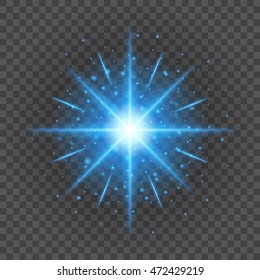 Sun with lens flare lights template and vector background. Special Effect Glowing Rays. Good for promotion materials, Brochures, Banners.