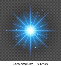 Sun with lens flare lights template and vector background. Special Effect Glowing Rays. Good for promotion materials, Brochures, Banners.