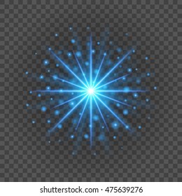 Sun with lens flare lights template and vector background. Special Effect Glowing Rays. Good for promotion materials, Brochures, Banners.