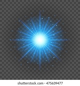 Sun with lens flare lights template and vector background. Special Effect Glowing Rays. Good for promotion materials, Brochures, Banners.