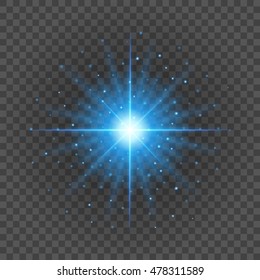 Sun with lens flare lights template and vector background. Special Effect Glowing Rays. Good for promotion materials, Brochures, Banners.