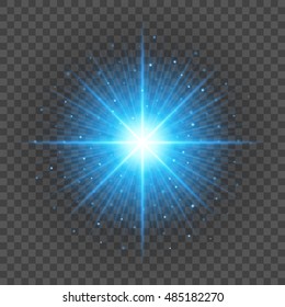 Sun with lens flare lights template and vector background. Special Effect Glowing Rays. Good for promotion materials, Brochures, Banners.