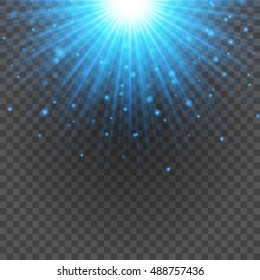 Sun with lens flare lights template and vector background. Special Effect Glowing Rays. Good for promotion materials, Brochures, Banners.