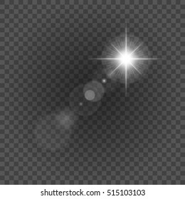 Sol con plantilla de luces de lente y fondo vectorial. Efectos Especiales De Rayos Brillantes. Bien por materiales de promoción, folletos, pancartas.