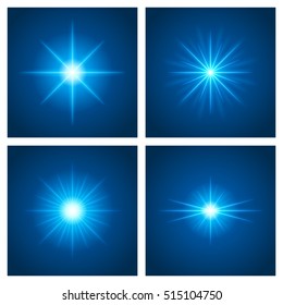 Sun with lens flare lights template and vector set backgrounds. Sunrise or Sunset Special Effect Glowing Rays. Good for promotion materials, Brochures, Banners. Abstract Backdrop.