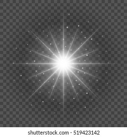 Sun with lens flare lights template and vector background. Special Effect Glowing Rays. Good for promotion materials, Brochures, Banners.