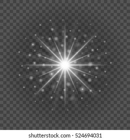 Sun with lens flare lights template and vector background. Special Effect Glowing Rays. Good for promotion materials, Brochures, Banners.