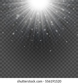 Sun with lens flare lights template and vector background. Special Effect Glowing Rays. Good for promotion materials, Brochures, Banners.