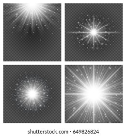 Sun with lens flare lights template and vector set backgrounds. Special Effect Glowing Rays. Good for promotion materials, Brochures, Banners.