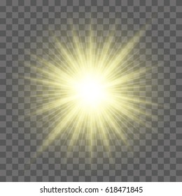 Sun with lens flare on plaid background