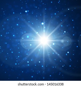 Sun with lens flare and sky vector background eps 10