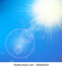 Sun with lens flare template. EPS10