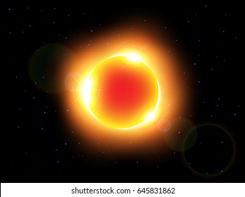 The Sun And Lens Flare . Vector .