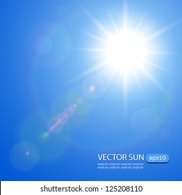 Sun With Lens Flare, Vector Background.