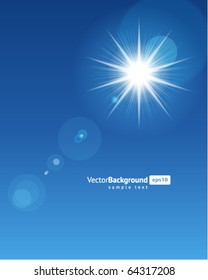 Sun with lens flare vector background