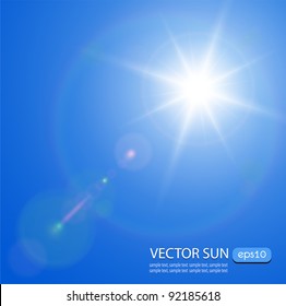 Sun With Lens Flare, Vector Background.