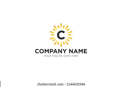 sun letter c logo, icon, symbol