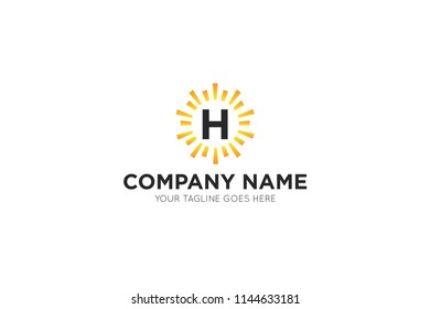 sun letter h logo, icon, symbol