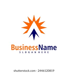 
Sun with Letter A logo design vector. Creative Initial A logo concepts template
