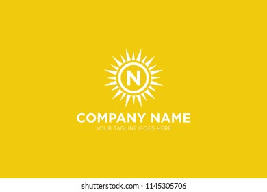 sun letter n logo, icon, symbol