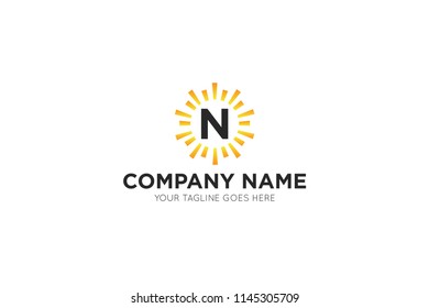 sun letter n logo, icon, symbol