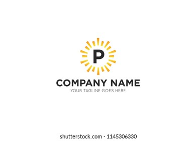 sun letter p logo, icon, symbol