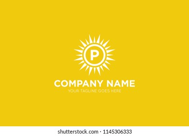 sun letter p logo, icon, symbol