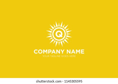 sun letter q logo, icon, symbol