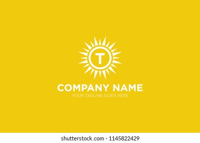 sun letter t logo, icon, symbol