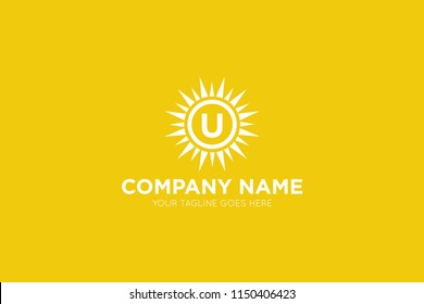 sun letter u logo, icon, symbol