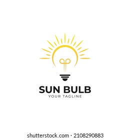 Sun and Ligh tbulb Logo Template.  Electricity Illustration