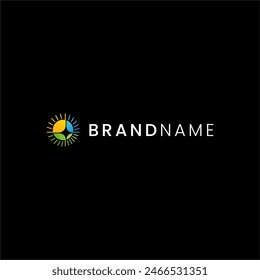 sun and light or sun bolt logo concept for solar energy company