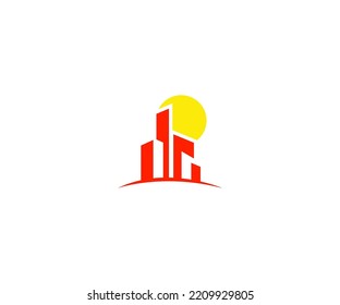 diseño de logotipo de construcción de luz solar o plantilla de vector inmobiliario