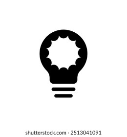 Concepto de solución de creatividad de idea de icono de bombilla de sol y luz diseño de logotipo en blanco y negro simple