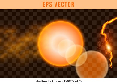 Sun Light Effect EPS Vector Set Orange Colour Sunset Illuminated