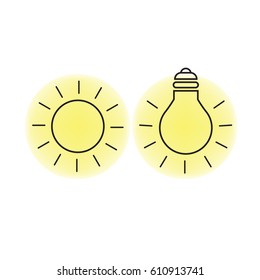 Sun light and electrically produced light symbols