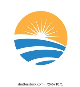 sun, light, farm and tree logo 