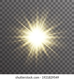 Sun Light Glow Abstract Ray Starburst Effect Transparent Vector Background Illustration