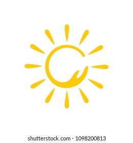 sun light hand palm design logo vector