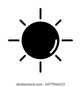 Sonnenlicht-Ikone, Silhouette-Vektorgrafik isoliert auf weißem Hintergrund. Einfaches und modernes Design