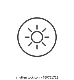 Sun light line icon, outline vector sign, linear style pictogram isolated on white. Sunny weather symbol, logo illustration. Editable stroke